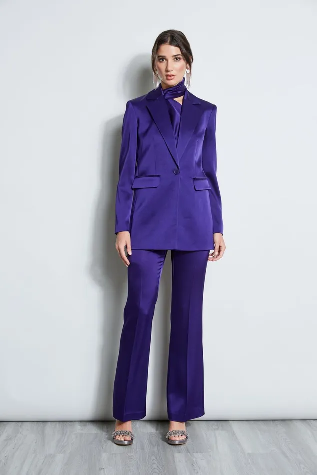 Elie Tahari Jackets and Blazers Satin Boyfriend Blazer Winter Plum 8211 Women