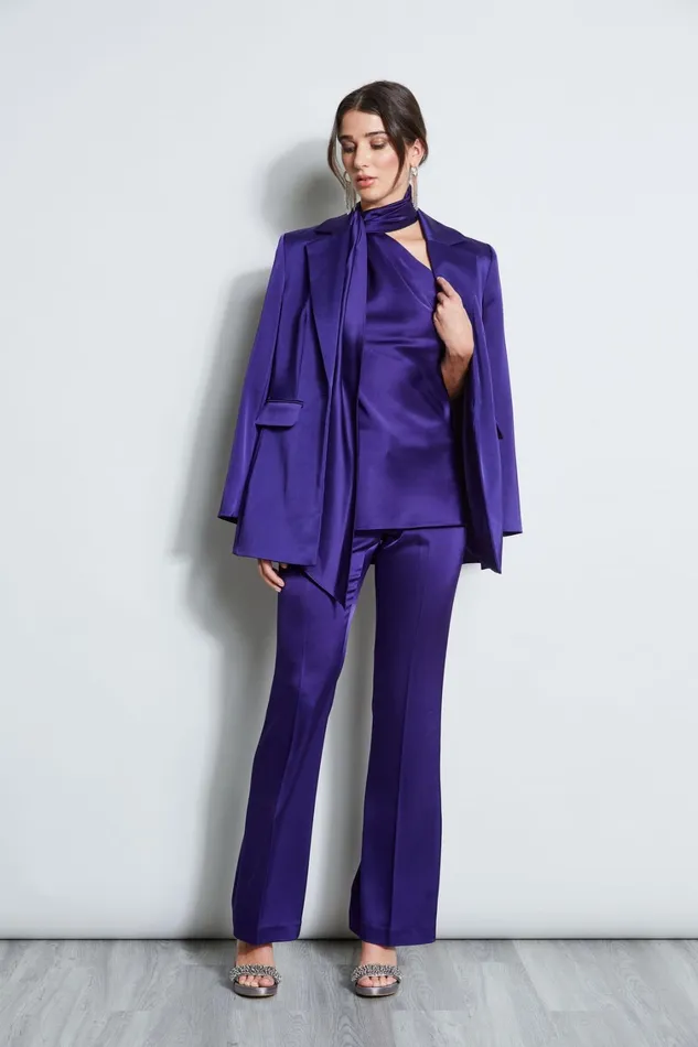 Elie Tahari Jackets and Blazers Satin Boyfriend Blazer Winter Plum 8211 Women