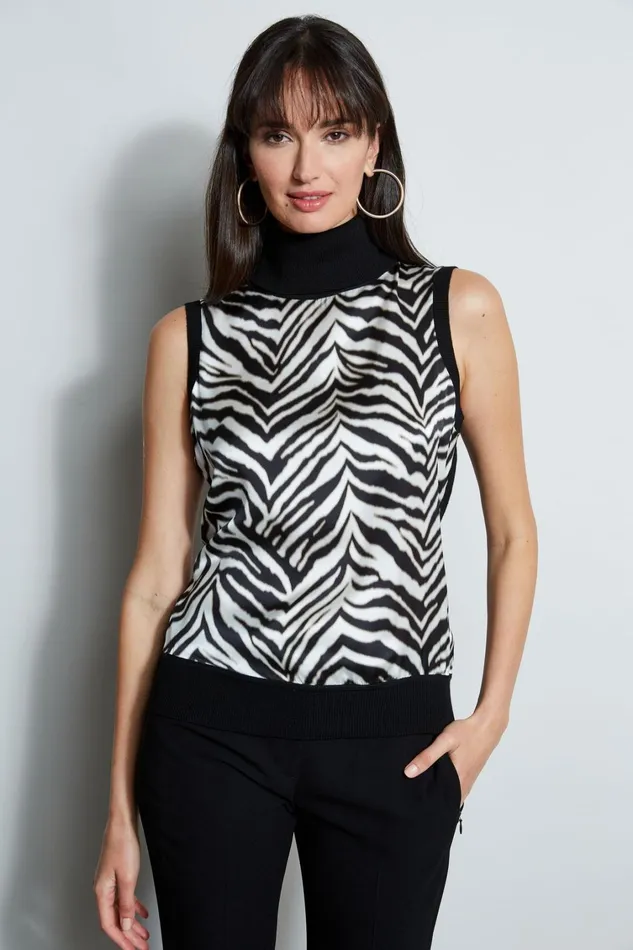 Elie Tahari Knits and Sweaters Silk Zebra Print Sweater Black 8211 Women