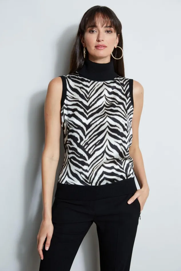 Elie Tahari Knits and Sweaters Silk Zebra Print Sweater Black 8211 Women