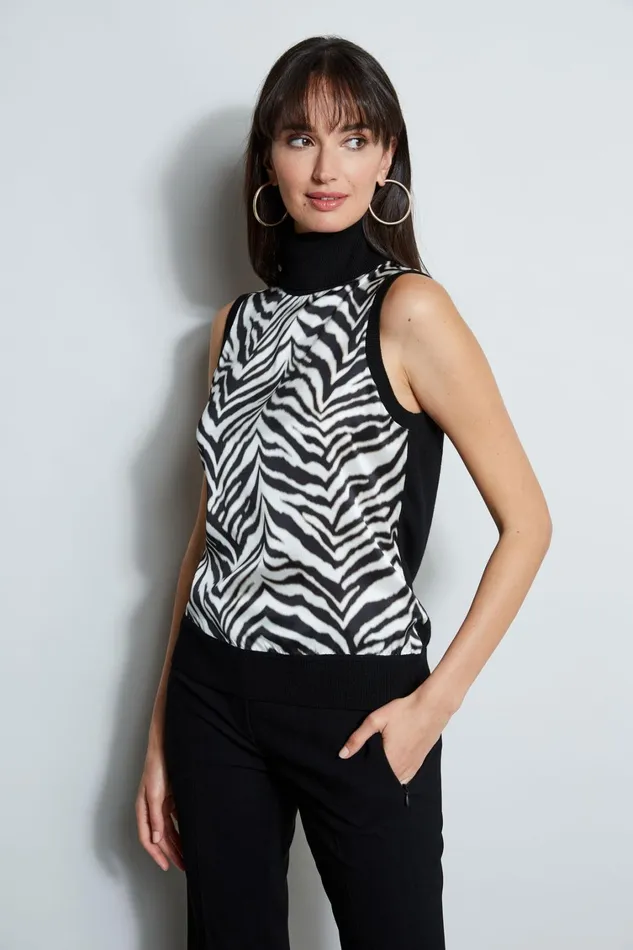 Elie Tahari Knits and Sweaters Silk Zebra Print Sweater Black 8211 Women