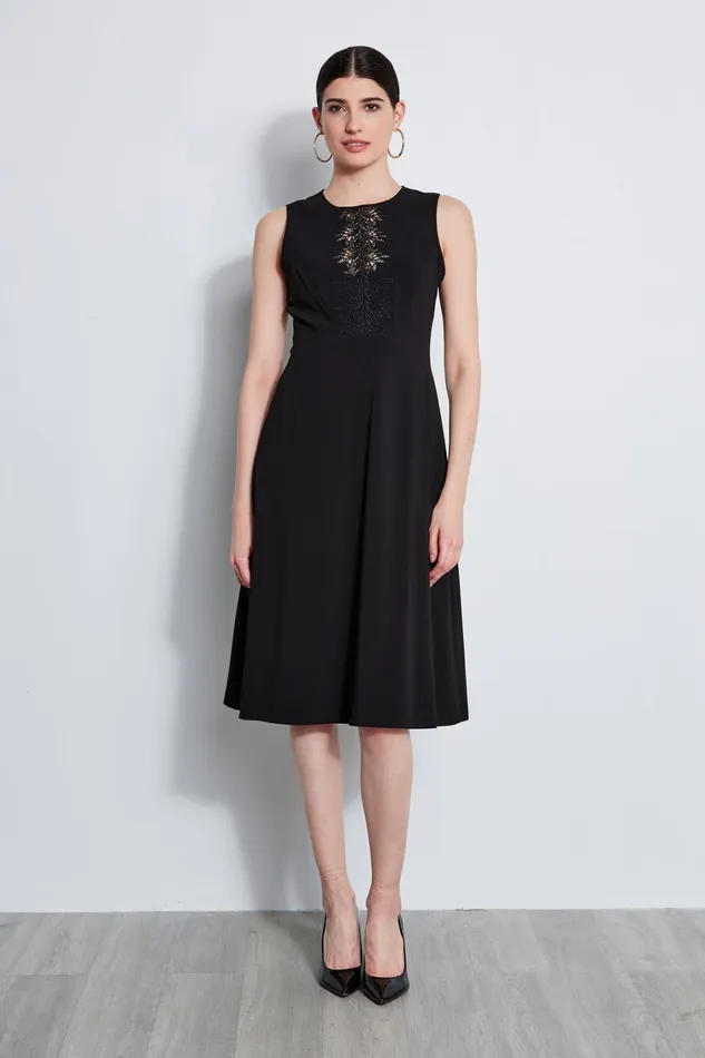 Elie Tahari Midi Dresses Lace Applique Midi Dress Black 8211 Women