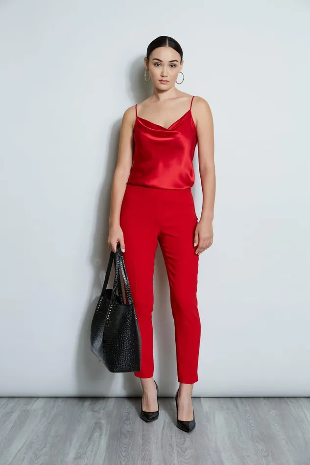 Elie Tahari Pants Slim Fit Crepe Pant Flame Red 8211 Women