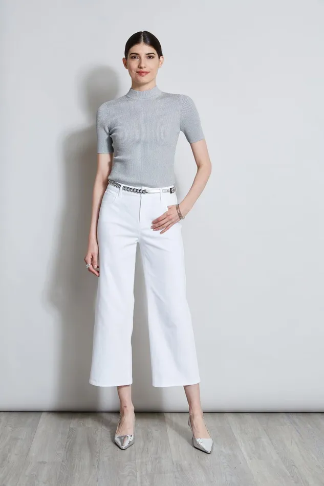 Elie Tahari Pants Stretch Denim Wide Leg Pant White 8211 Women