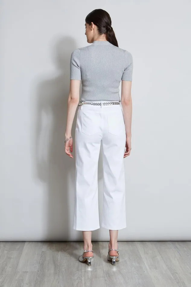 Elie Tahari Pants Stretch Denim Wide Leg Pant White 8211 Women