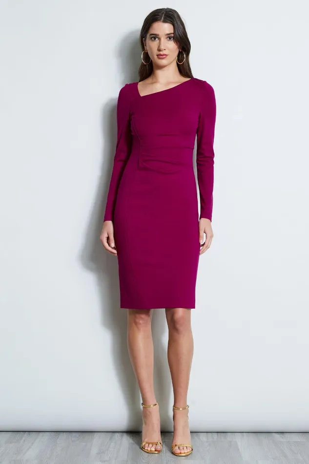 Elie Tahari Short Dresses Asymmetric Knit Dress Boysenberry 8211 Women
