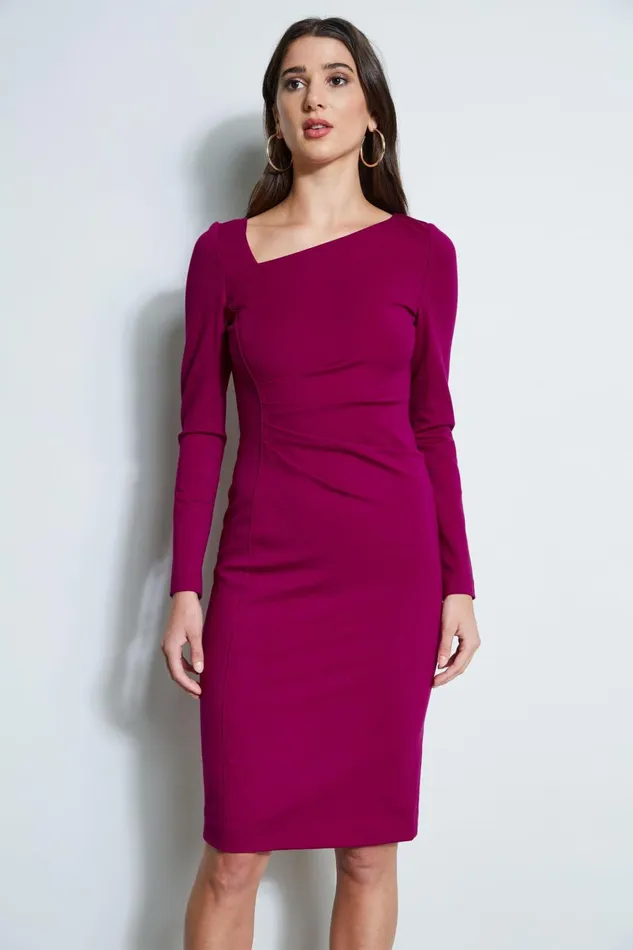 Elie Tahari Short Dresses Asymmetric Knit Dress Boysenberry 8211 Women