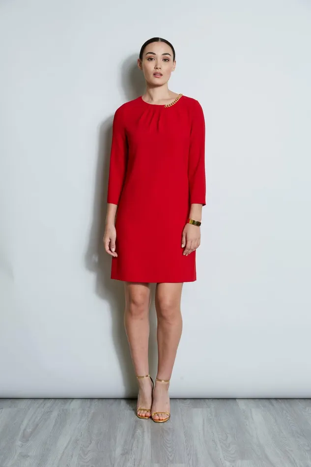 Elie Tahari Short Dresses Chain Shift Dress Flame Red 8211 Women