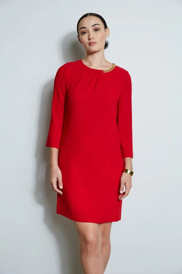 Elie Tahari Short Dresses Chain Shift Dress Flame Red 8211 Women