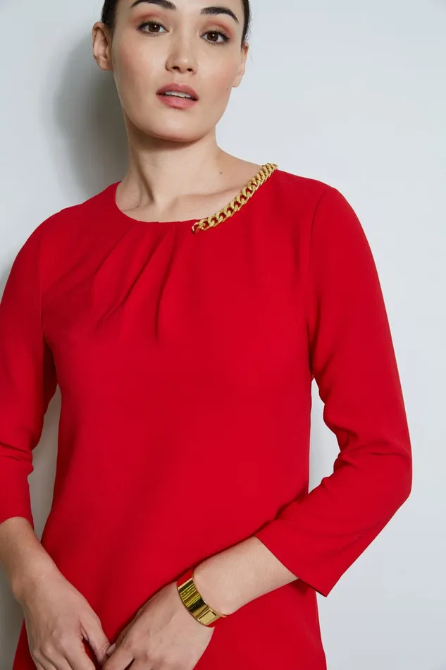 Elie Tahari Short Dresses Chain Shift Dress Flame Red 8211 Women