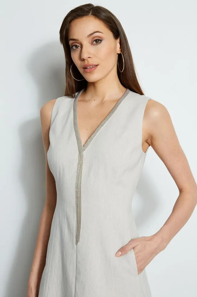 Elie Tahari Short Dresses Linen Chain Dress Putty Melange 8211 Women