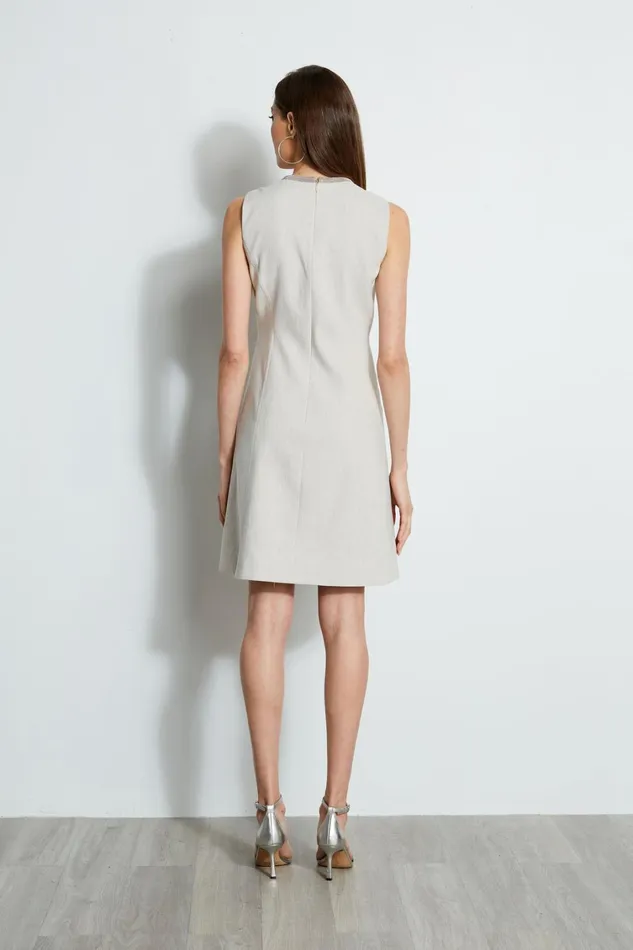 Elie Tahari Short Dresses Linen Chain Dress Putty Melange 8211 Women