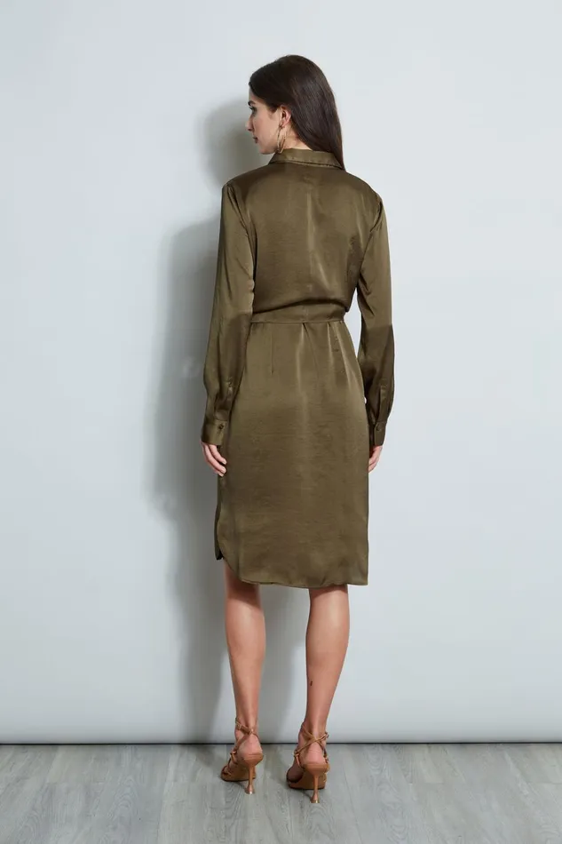 Elie Tahari Short Dresses Satin Tie Shirt Dress Savoy 8211 Women