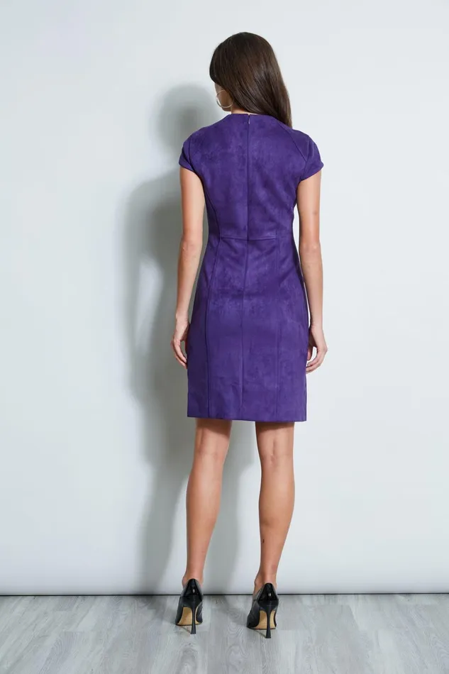 Elie Tahari Short Sleeve Dresses Vegan Suede Dart Dress Winter Plum 8211 Women