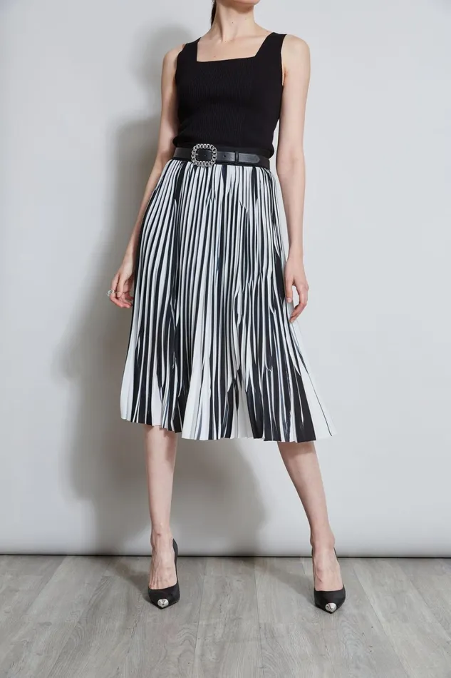 Elie Tahari Skirts Contrast Pleated Skirt Blackwhite 8211 Women