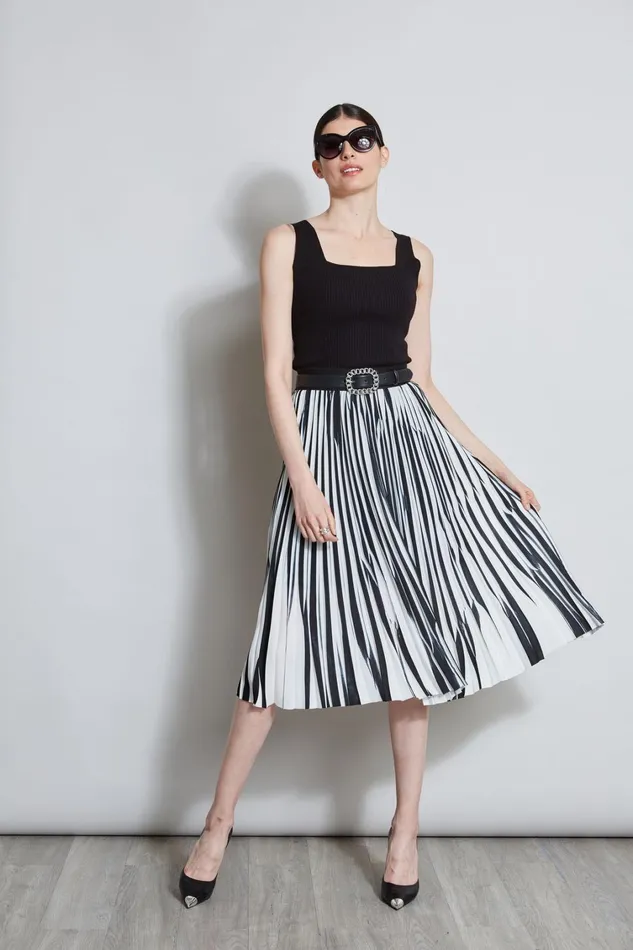 Elie Tahari Skirts Contrast Pleated Skirt Blackwhite 8211 Women