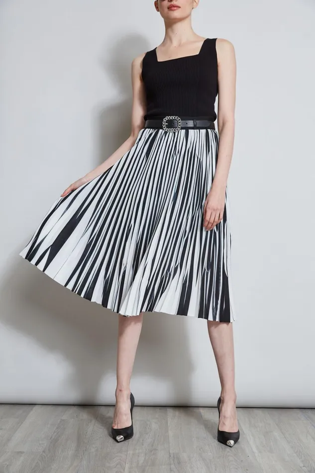 Elie Tahari Skirts Contrast Pleated Skirt Blackwhite 8211 Women