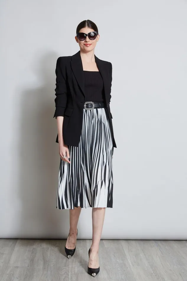 Elie Tahari Skirts Contrast Pleated Skirt Blackwhite 8211 Women