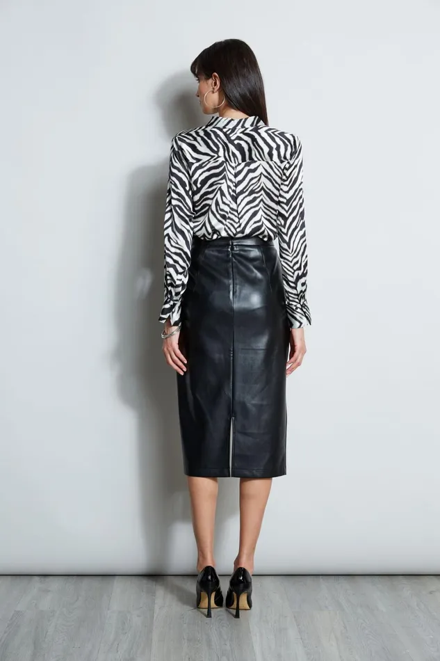 Elie Tahari Skirts Midi Vegan Leather Wrap Skirt Noir 8211 Women