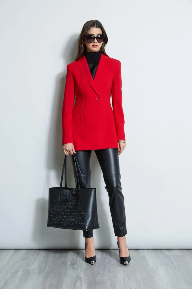 Elie Tahari Suiting Asymmetric Single Button Blazer Flame Red 8211 Women