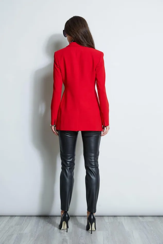 Elie Tahari Suiting Asymmetric Single Button Blazer Flame Red 8211 Women