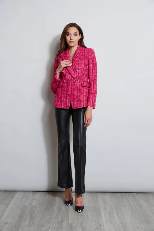 Elie Tahari Suiting Tweed Double Breasted Blazer Electric Pink 8211 Women