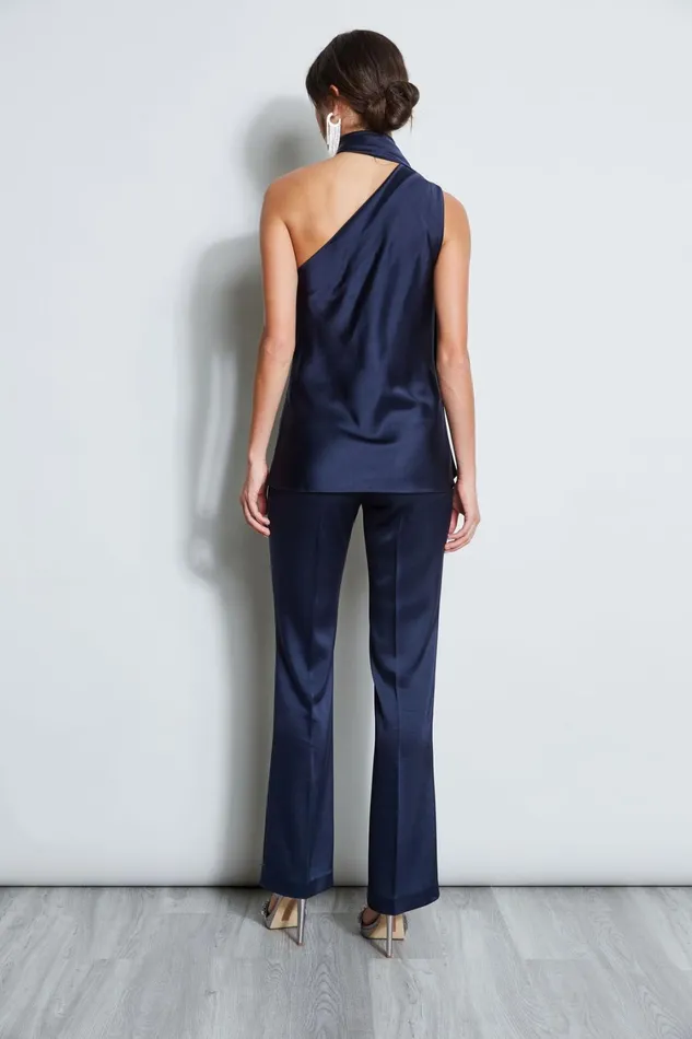 Elie Tahari Tops Satin One Shoulder Scarf Top Midnight 8211 Women