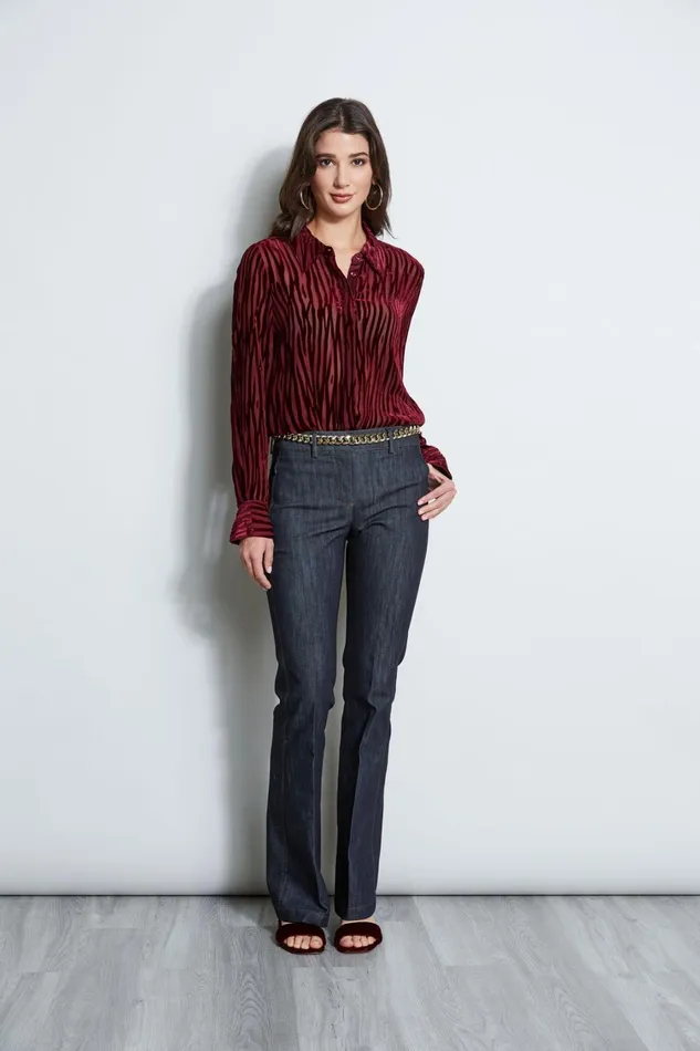 Elie Tahari Tops Zebra Burnout Velvet Shirt Bordeaux 8211 Women