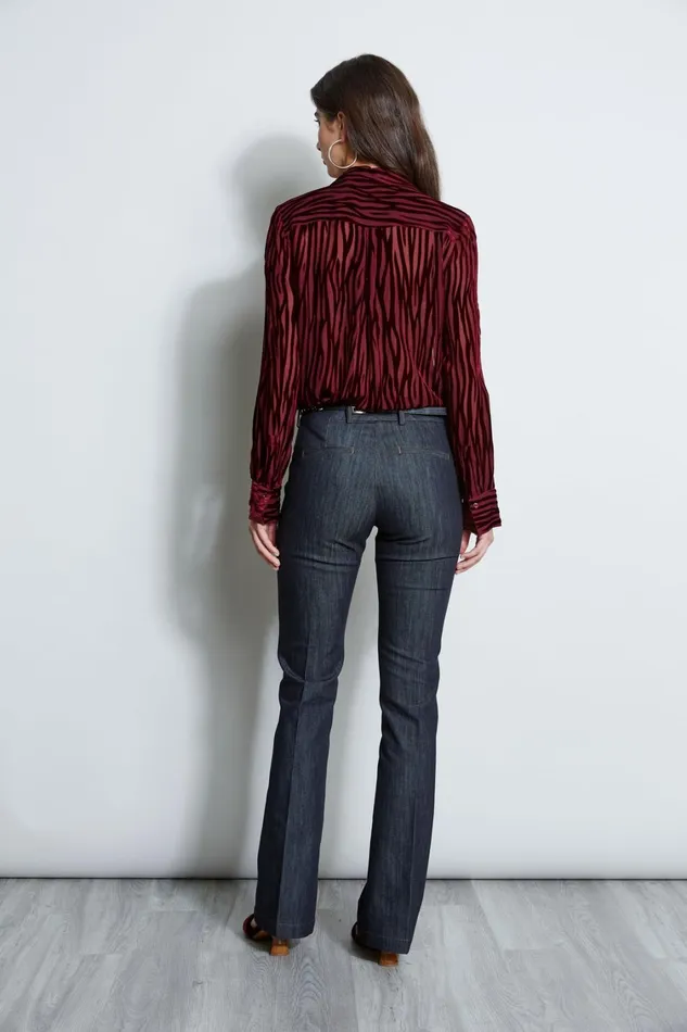 Elie Tahari Tops Zebra Burnout Velvet Shirt Bordeaux 8211 Women