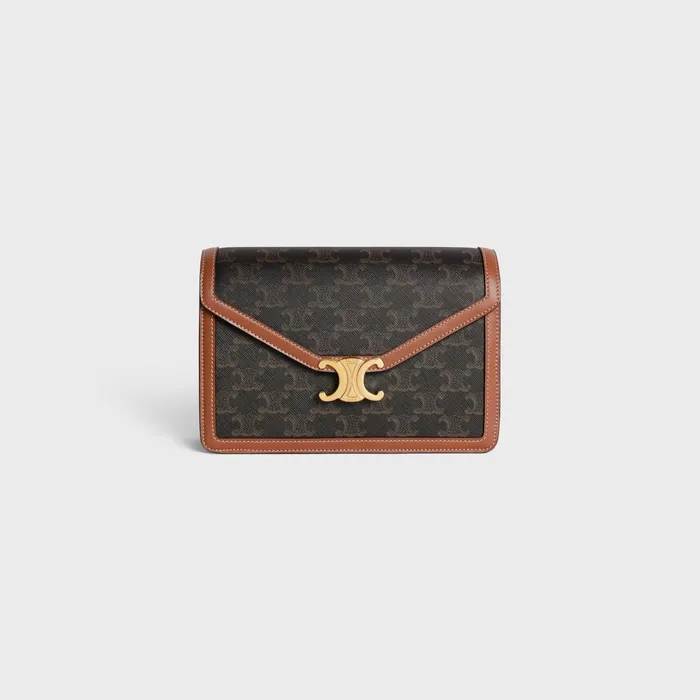 Enveloppe Bag In Triomphe Canvas And Calfskin Tan Women CELINE TRIOMPHE CANVAS Enveloppe Bag In Triomphe Canvas And Calfskin Tan Women CELINE TRIOMPHE CANVAS