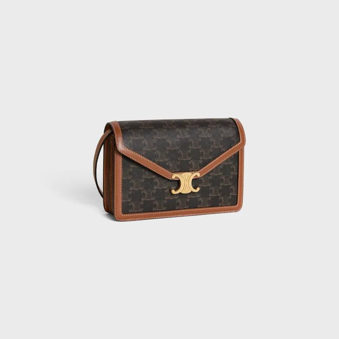 Enveloppe Bag In Triomphe Canvas And Calfskin Tan Women CELINE TRIOMPHE CANVAS Enveloppe Bag In Triomphe Canvas And Calfskin Tan Women CELINE TRIOMPHE CANVAS
