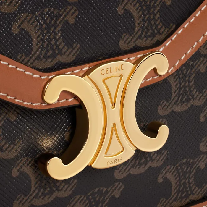 Enveloppe Bag In Triomphe Canvas And Calfskin Tan Women CELINE TRIOMPHE CANVAS Enveloppe Bag In Triomphe Canvas And Calfskin Tan Women CELINE TRIOMPHE CANVAS