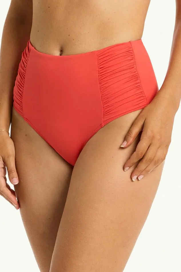Essentials Edit High Waist Gathered Side Pant Eco Essentials Flame Women Sea Level Bottoms Essentials Edit High Waist Gathered Side Pant Eco Essentials Flame Women Sea Level Bottoms