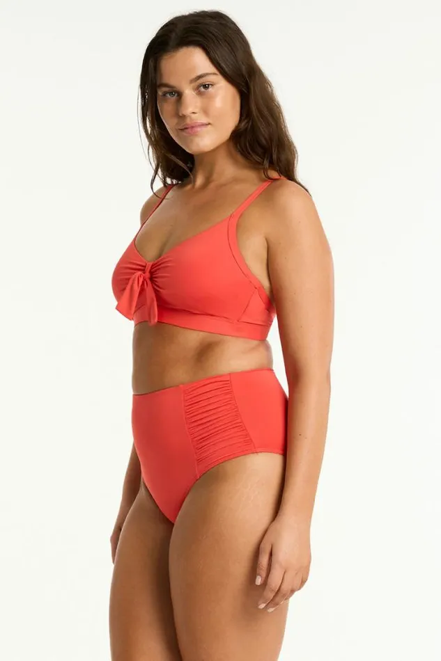 Essentials Edit High Waist Gathered Side Pant Eco Essentials Flame Women Sea Level Bottoms