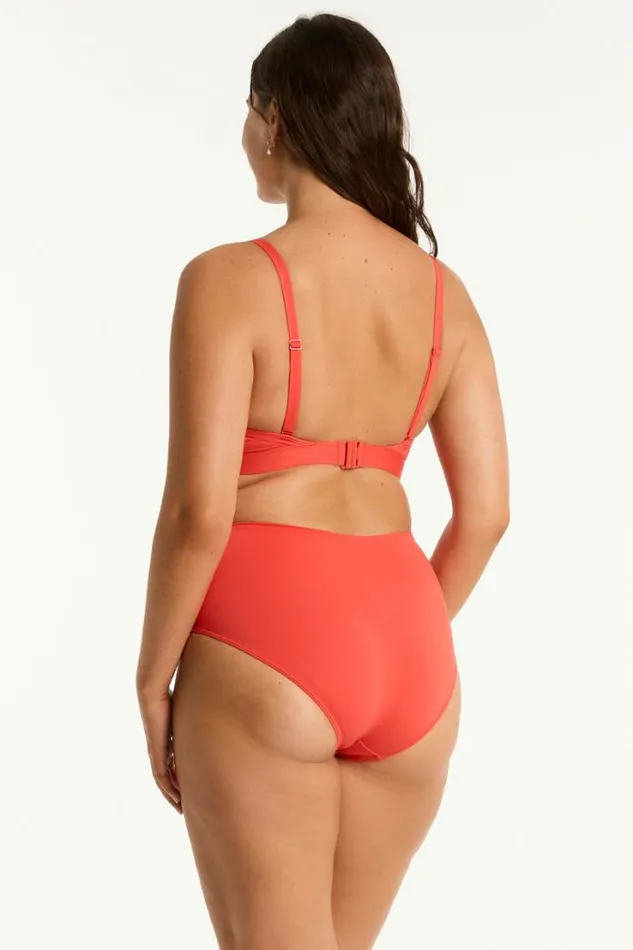Essentials Edit High Waist Gathered Side Pant Eco Essentials Flame Women Sea Level Bottoms