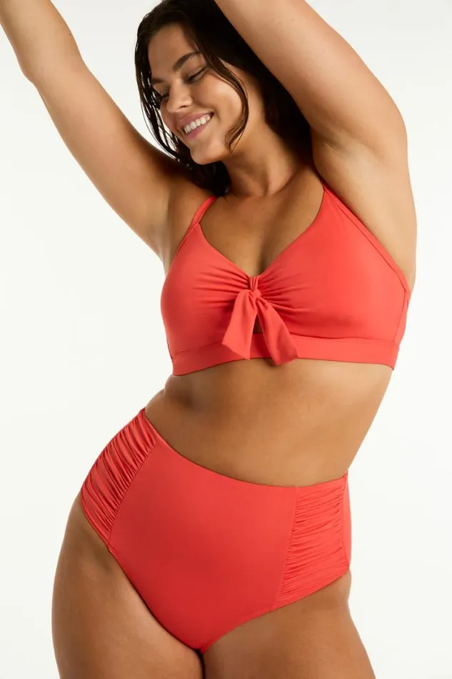 Essentials Edit High Waist Gathered Side Pant Eco Essentials Flame Women Sea Level Bottoms