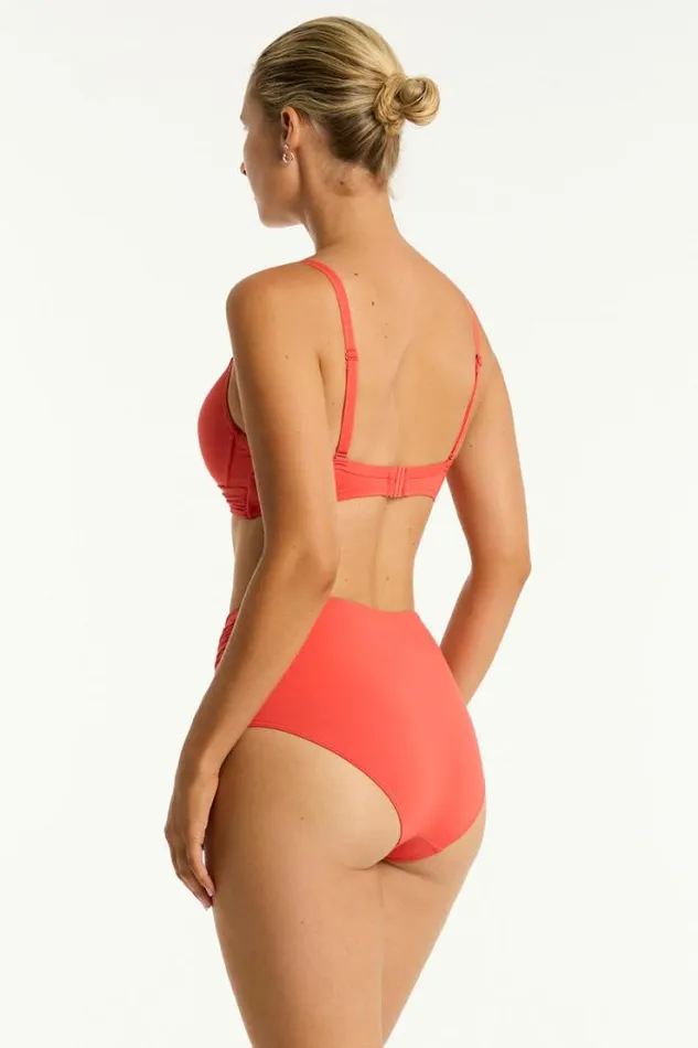 Essentials Edit High Waist Gathered Side Pant Eco Essentials Flame Women Sea Level Bottoms