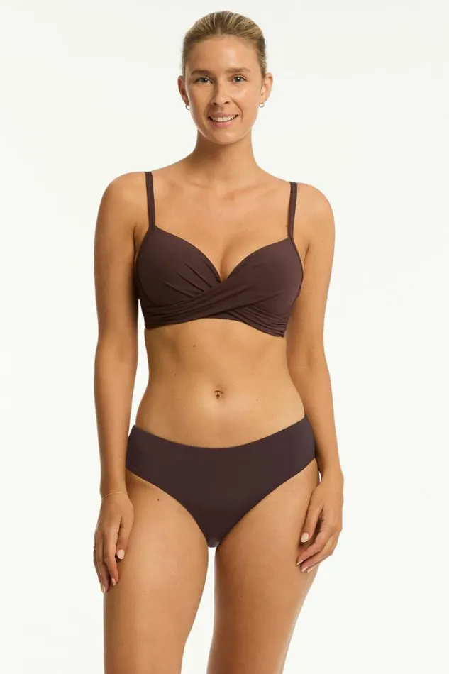 Essentials Edit Mid Bikini Pant Eco Essentials Cocoa Women Sea Level Bottoms