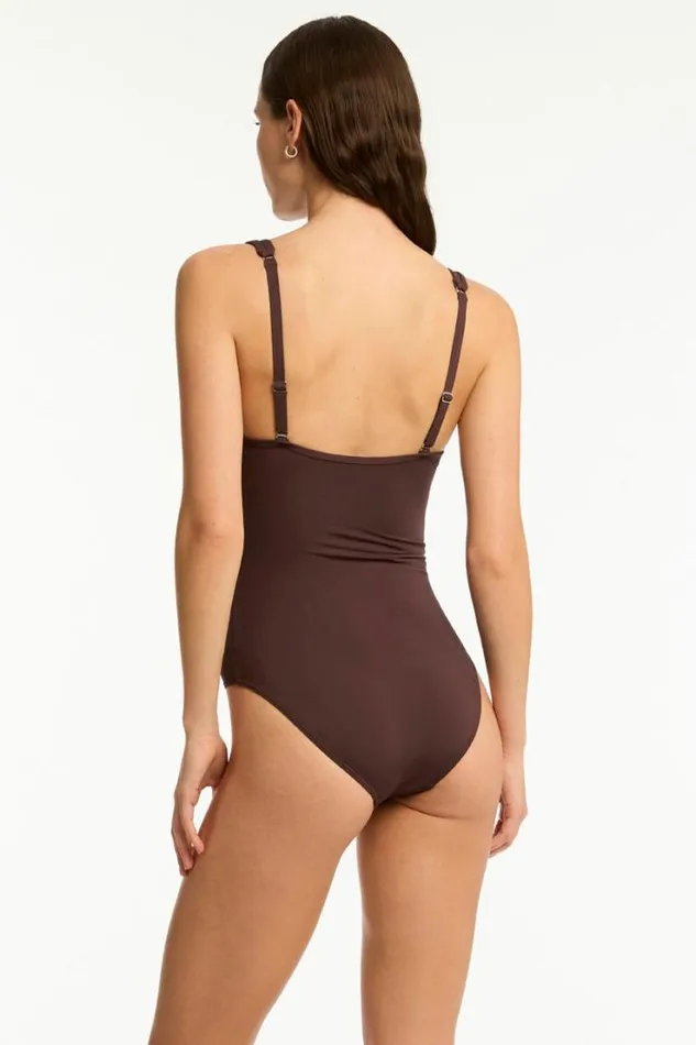 Essentials Edit Spliced One Piece Eco Essentials Cocoa Women Sea Level One Pieces
