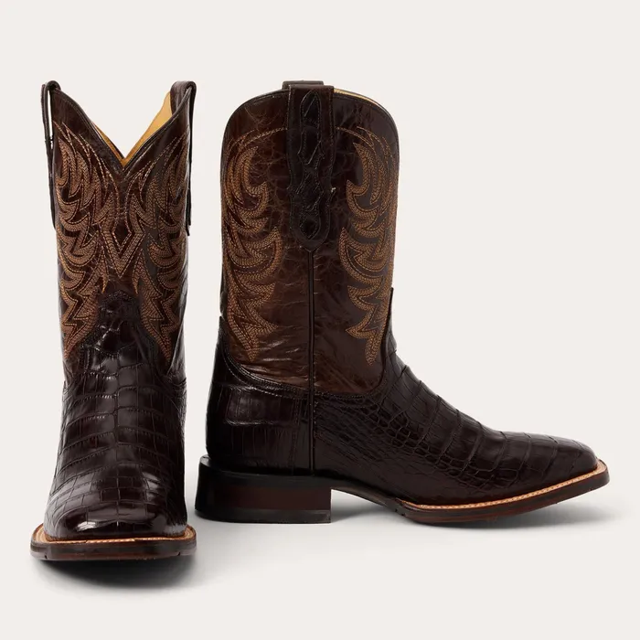 Exotics Men Stetson Aces Alligator Boot Brown