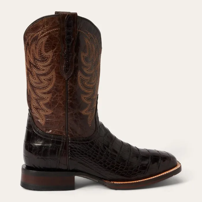 Exotics Men Stetson Aces Alligator Boot Brown