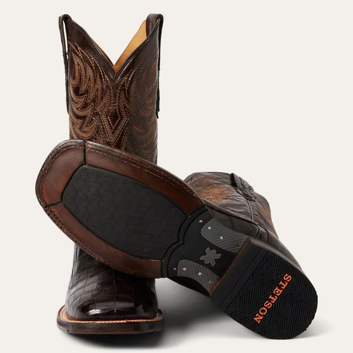 Exotics Men Stetson Aces Alligator Boot Brown