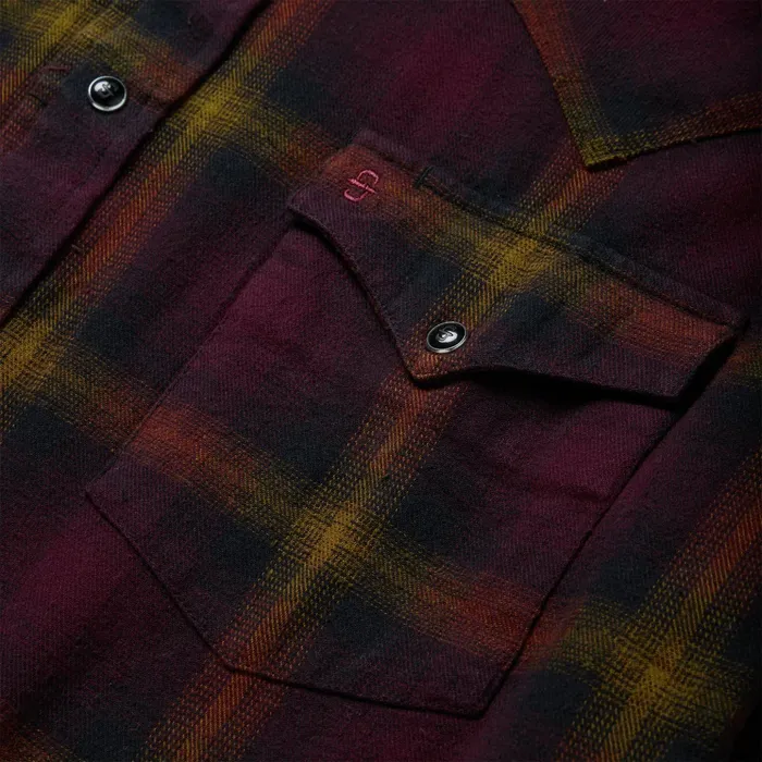 Flannel Shirts Men Stetson Black Wine Plaid Flannel Western Shirt Wine