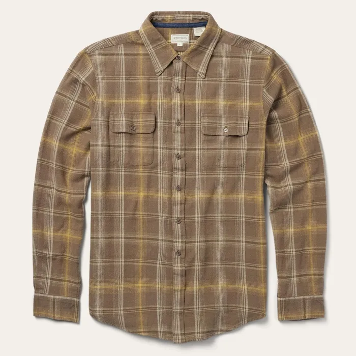 Flannel Shirts Men Stetson Brown Flannel ButtonFront Shirt Brown