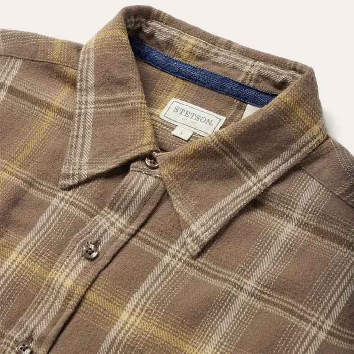 Flannel Shirts Men Stetson Brown Flannel ButtonFront Shirt Brown
