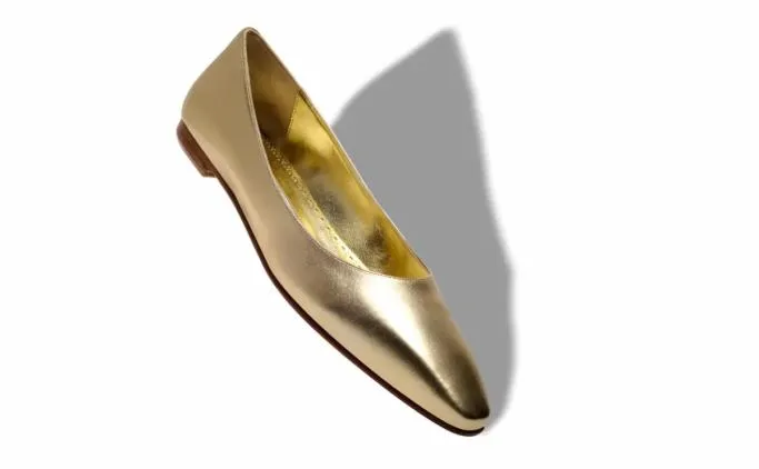 Flats Women Manolo Blahnik GELISTAGold Nappa Leather Flat Pumps