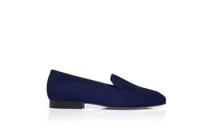 Flats Women Manolo Blahnik PITAKANavy Blue Suede Loafers Flats Women Manolo Blahnik PITAKANavy Blue Suede Loafers