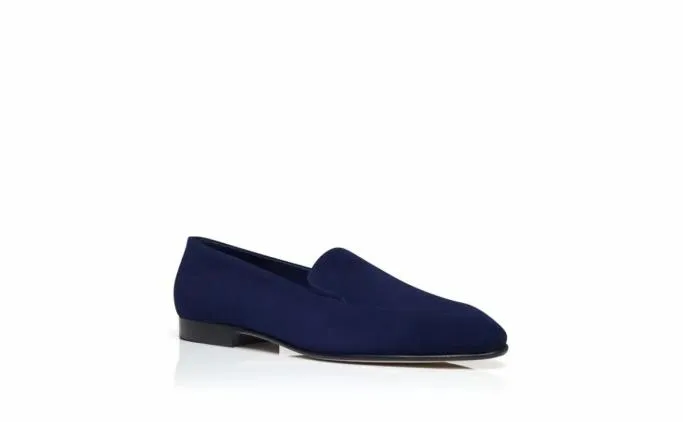 Flats Women Manolo Blahnik PITAKANavy Blue Suede Loafers Flats Women Manolo Blahnik PITAKANavy Blue Suede Loafers