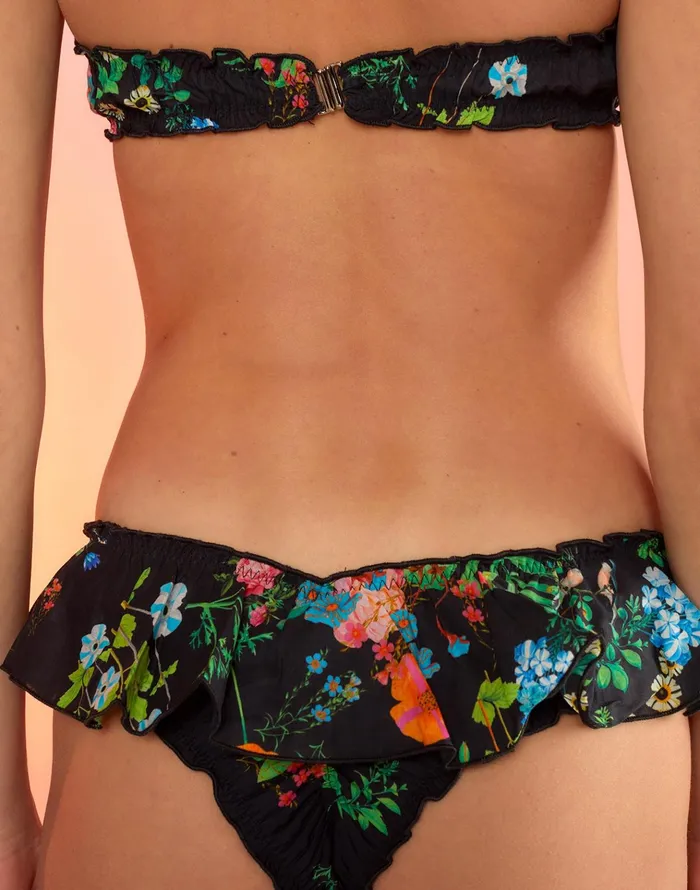 Flirt Ruffle Bikini Bottom 8211 Black Women Cynthia Rowley Surf and Swim