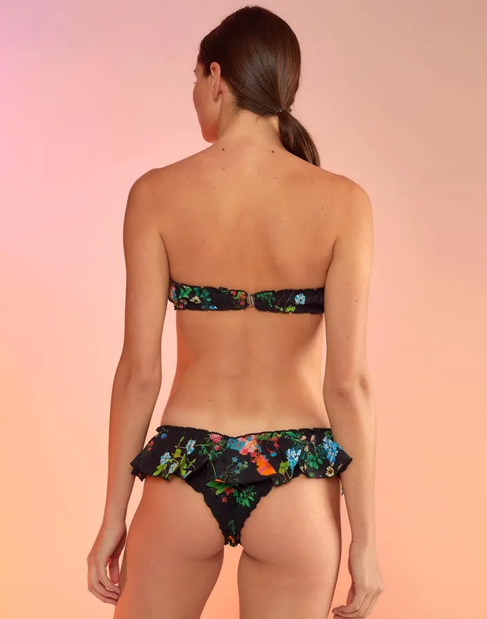 Flirt Ruffle Bikini Bottom 8211 Black Women Cynthia Rowley Surf and Swim
